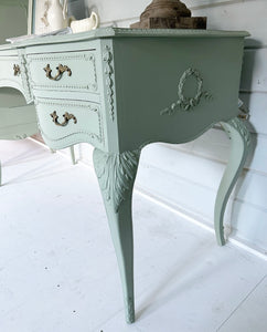 Vintage French Louis Inspired Dressing Table - Light Green