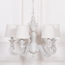 Load image into Gallery viewer, Delphine French White Shaded Chandelier - 5 Arms