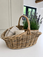 Load image into Gallery viewer, Rustic Wicker Basket with Natural Hessian Lining