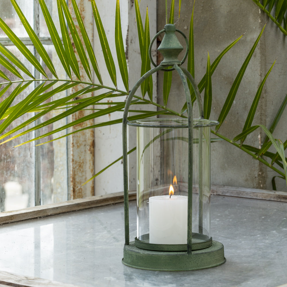 Garden Hurricane Lantern - Antique Green