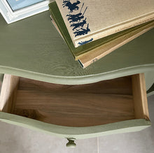 Load image into Gallery viewer, Green wooden drawer with books on top