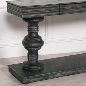 Mango Wood Console Table With Drawers - Distressed Black - www.proven-salle.com