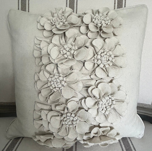 Floral Felt Cushion - Natural