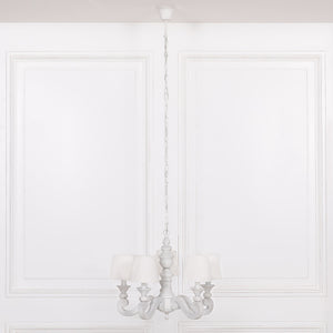 Delphine French White Shaded Chandelier - 5 Arms