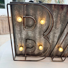 Load image into Gallery viewer, An industrial chic style wall sign that says "bar". Lights up with 2 x AA batteries.