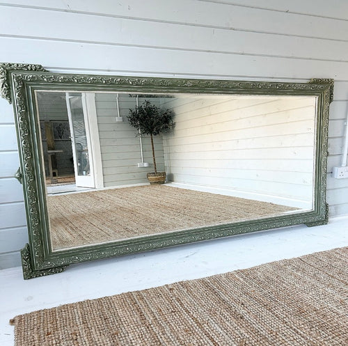 Extra Large Mantel Mirror With Rococo-Style Detail - Olive Green - www.proven-salle.com