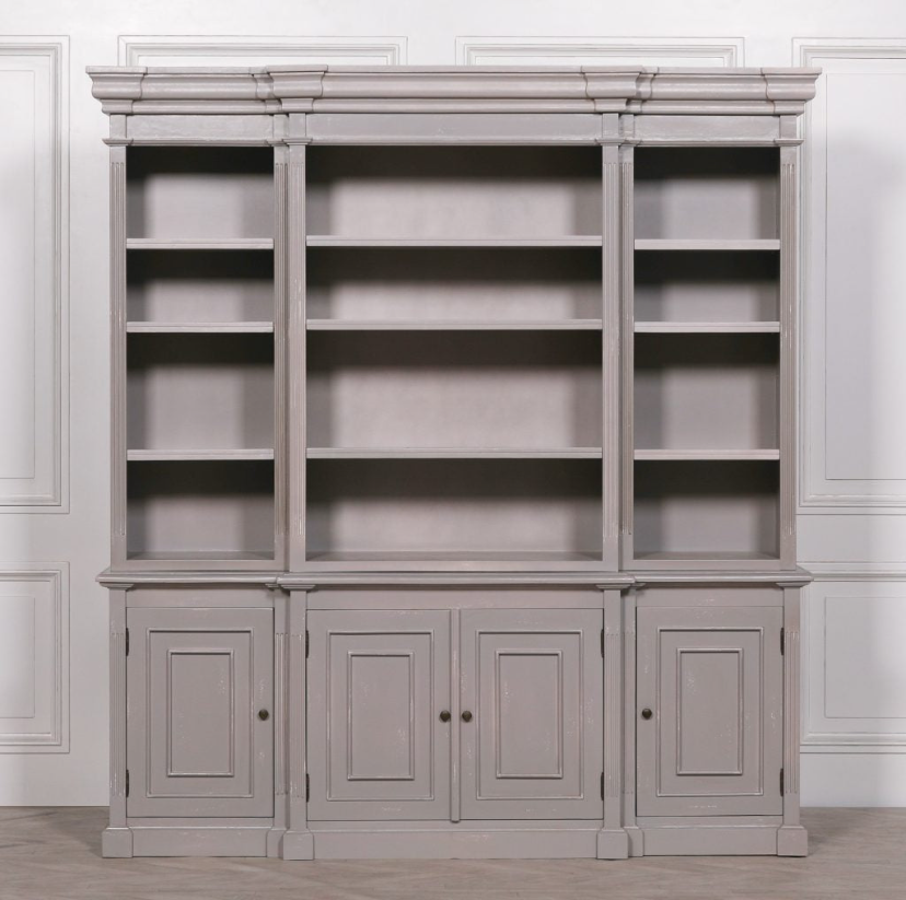 Bookcase Display Cabinet - Distressed Grey