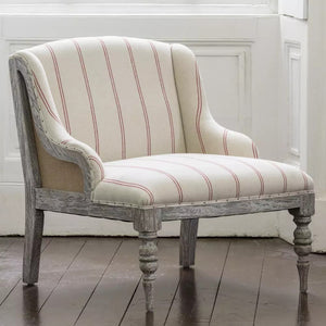 Gustavian Style Petite Armchair - Taupe and Red