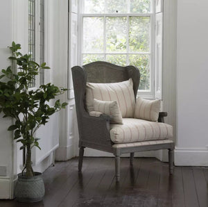 Rattan Wingback - Taupe and Red