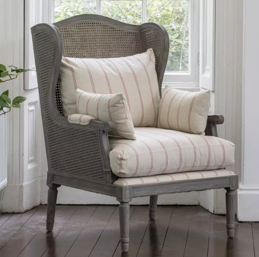 Rattan Wingback - Taupe and Red