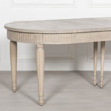 Load image into Gallery viewer, Rustic style oval extendable dining  table that can seat up to 6 people. 200cm when extended. 100cm when not.