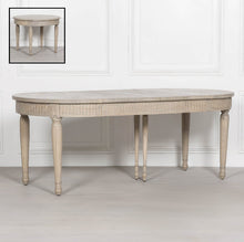 Load image into Gallery viewer, Rustic style oval extendable dining  table that can seat up to 6 people. 200cm when extended. 100cm when not.