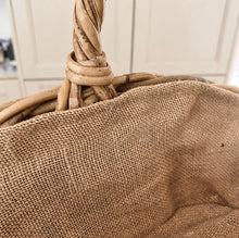 Load image into Gallery viewer, Rustic Wicker Basket with Natural Hessian Lining
