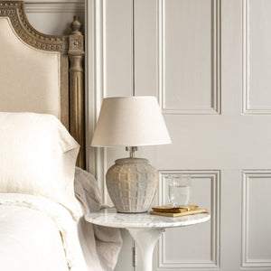 Camille Stone Table Lamp with Linen Shade