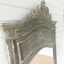 Load image into Gallery viewer, Antique French Trumeau Mirror With Crest - Taupe - www.proven-slle.com