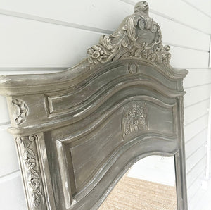 Antique French Trumeau Mirror With Crest - Taupe - www.proven-slle.com
