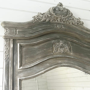 Antique French Trumeau Mirror With Crest - Taupe - www.proven-slle.com