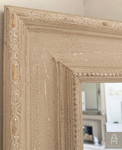 Ornate Distressed Mirror - Beige