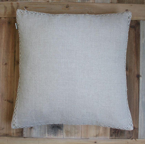 Natural Lace Border Cushion 50 x 50cm (Includes Inner)-www.proven-salle.com
