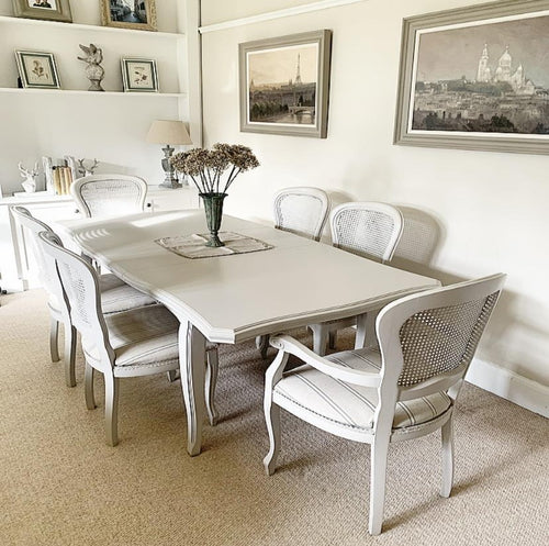 French Style Dining Table With Six Chairs - Elephants Breath-www.proven-salle.com