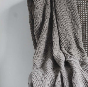 Wool Rich Cable Throw - Light Grey-www.proven-salle.com