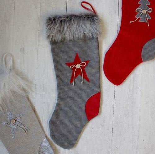 Fabric Christmas Stocking - Grey-www.proven-salle.com