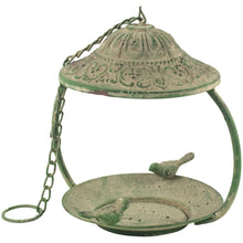 Load image into Gallery viewer, Hanging Metal Bird Feeder - Antique Green