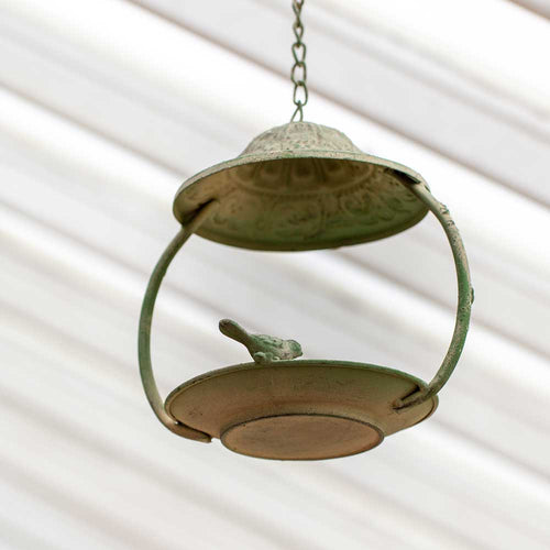 Hanging Metal Bird Feeder - Antique Green