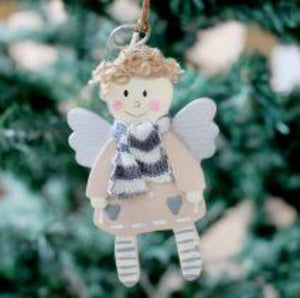Set of 4 Wooden Angel Tree Decorations-www.proven-salle.com