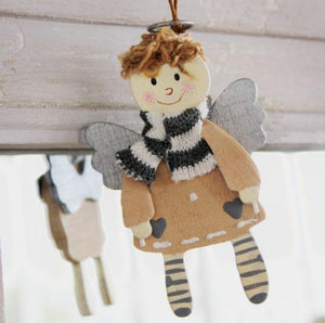 Set of 4 Wooden Angel Tree Decorations-www.proven-salle.com