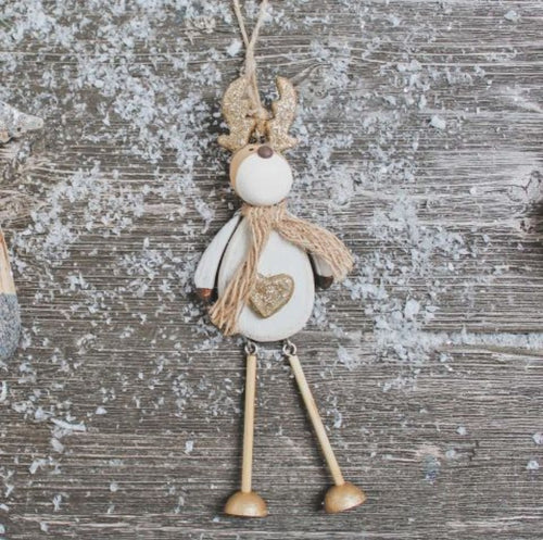 Set of 2 Wooden Reindeer Tree Decorations-www.proven-salle.com
