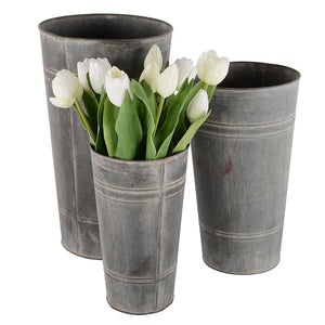 Set of 3 Zinc Florist Buckets-www.proven-salle.com
