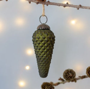 Set of 4 Fir Cone Tree Decorations - Green-www.proven-salle.com