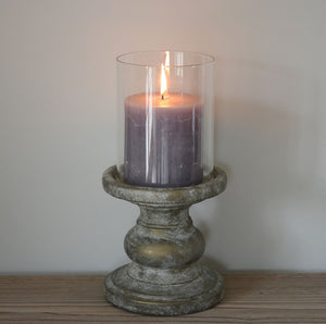 Grey and Glass Hurricane Lamp-www.proven-salle.com