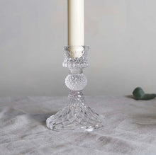 Load image into Gallery viewer, Pair of Clear Glass Candlestick Holders - www.proven-salle.com