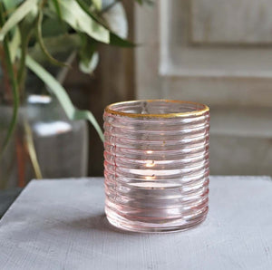 Pair of Glass Tea Light Holders - Pale Pink-www.proven-salle.com